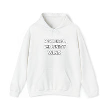 Load image into Gallery viewer, WHITE LETTER, S/W THEMED NATURAL IMMUNITY WINS HOODED SWEATSHIRT W/ LOGO ON FRONT SIDE
