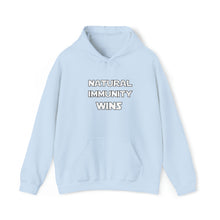 Load image into Gallery viewer, WHITE LETTER, S/W THEMED NATURAL IMMUNITY WINS HOODED SWEATSHIRT W/ LOGO ON FRONT SIDE