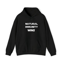 Load image into Gallery viewer, WHITE LETTER, S/W THEMED NATURAL IMMUNITY WINS HOODED SWEATSHIRT W/ LOGO ON FRONT SIDE