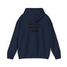 Load image into Gallery viewer, BLACK LETTER, NATURAL IMMUNITY WINS HOODED SWEATSHIRT W/ LOGO ON BACKSIDE