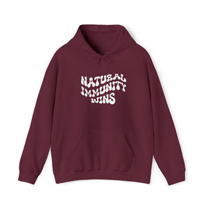 NATURAL IMMUNITY WINS WHITE LETTER GROOVY HOODIE