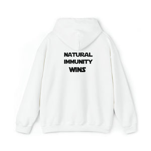 BLACK LETTER,  NATURAL IMMUNITY WINS HOODED SWEATSHIRT W/LOGO ON BACK SIDE