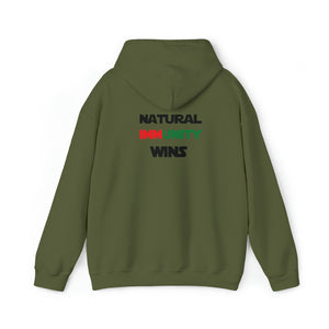 MULTI-COLORED, S/W THEMED, NATURAL IMMUNITY WINS HOODIE W/ LOGO ON BACKSIDE