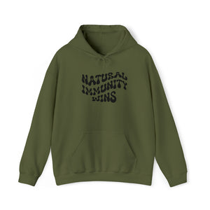 NATURAL IMMUNITY WINS BLACK LETTER GROOVY HOODIE