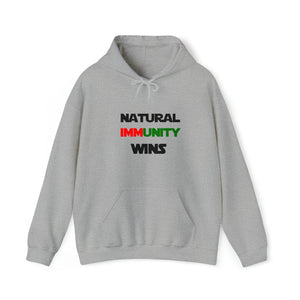 MULTI-COLORED, S/W THEMED NATURAL IMMUNITY WINS HOODIE W/ LOGO ON FRONT SIDE