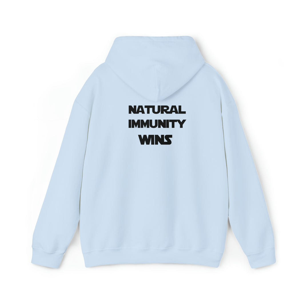 BLACK LETTER,  NATURAL IMMUNITY WINS HOODED SWEATSHIRT W/LOGO ON BACK SIDE