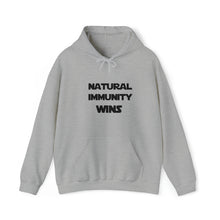 Load image into Gallery viewer, BLACK LETTER, S/W THEMED NATURAL IMMUNITY WINS HOODED SWEATSHIRT W/LOGO ON FRONT SIDE