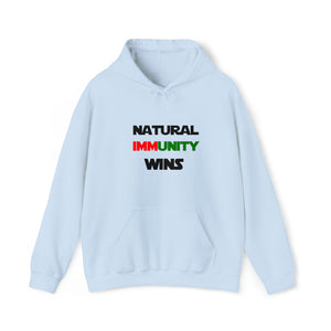 MULTI-COLORED, S/W THEMED NATURAL IMMUNITY WINS HOODIE W/ LOGO ON FRONT SIDE