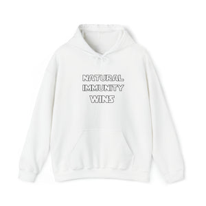 WHITE LETTER, S/W THEMED NATURAL IMMUNITY WINS HOODED SWEATSHIRT W/ LOGO ON FRONT SIDE