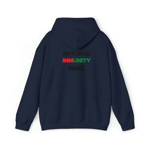 MULTI-COLORED, S/W THEMED, NATURAL IMMUNITY WINS HOODIE W/ LOGO ON BACKSIDE