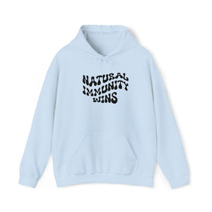 NATURAL IMMUNITY WINS BLACK LETTER GROOVY HOODIE