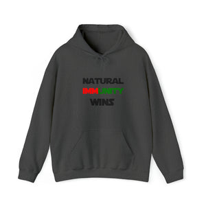 MULTI-COLORED, S/W THEMED NATURAL IMMUNITY WINS HOODIE W/ LOGO ON FRONT SIDE