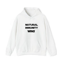 Load image into Gallery viewer, BLACK LETTER, S/W THEMED NATURAL IMMUNITY WINS HOODED SWEATSHIRT W/LOGO ON FRONT SIDE