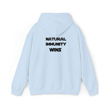 Load image into Gallery viewer, BLACK LETTER, NATURAL IMMUNITY WINS HOODED SWEATSHIRT W/ LOGO ON BACKSIDE