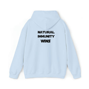 BLACK LETTER, NATURAL IMMUNITY WINS HOODED SWEATSHIRT W/ LOGO ON BACKSIDE