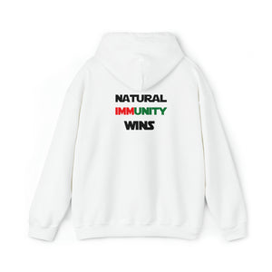 MULTI-COLORED, S/W THEMED, NATURAL IMMUNITY WINS HOODIE W/ LOGO ON BACKSIDE