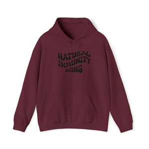 NATURAL IMMUNITY WINS BLACK LETTER GROOVY HOODIE