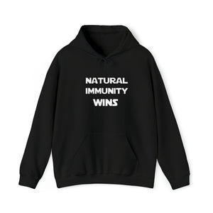 WHITE LETTER, S/W THEMED NATURAL IMMUNITY WINS HOODED SWEATSHIRT W/ LOGO ON FRONT SIDE
