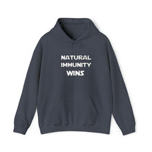 Load image into Gallery viewer, WHITE LETTER, S/W THEMED NATURAL IMMUNITY WINS HOODED SWEATSHIRT W/ LOGO ON FRONT SIDE