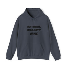 Load image into Gallery viewer, BLACK LETTER, S/W THEMED NATURAL IMMUNITY WINS HOODED SWEATSHIRT W/LOGO ON FRONT SIDE